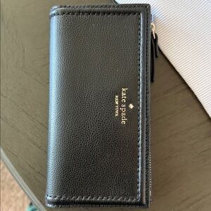 Kate Spade Black Leather Wallet with Gold Accents